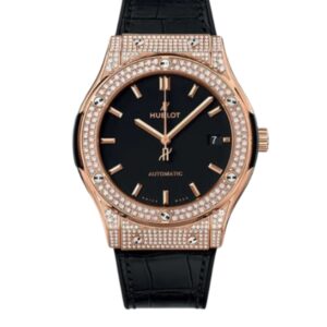 위블로 클래식퓨전 42mm 542.OX.1181.LR.1704 Rose GoldDiamond Leather Strap Black Dial[HB]