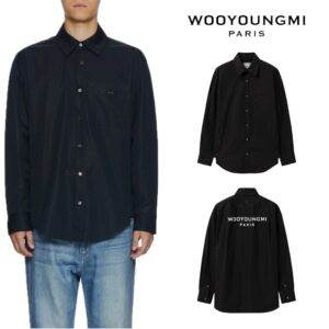 [국내배송]우영미 블랙 코튼 백로고 셔츠