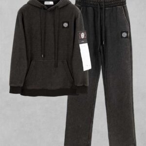 [국내배송]스톤아일랜드 블랙 와펜 가먼트다잉 테리 후드 티셔츠 & 가먼트다잉 테리 팬츠