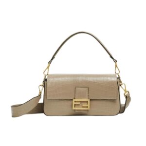 [프리미엄/해외배송]펜디 바게트 백 미디엄 크로커다일(도브 그레이)