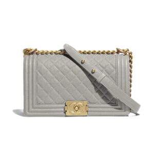 [프리미엄/해외배송]샤넬 보이백 미디엄(그레이/금장/캐비어)