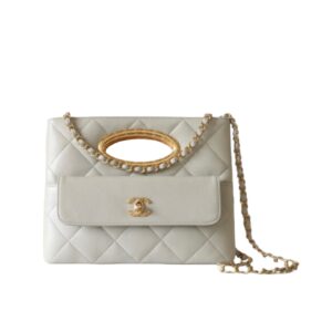 [프리미엄/해외배송]샤넬 체인 클러치 백(화이트/금장/램스킨)