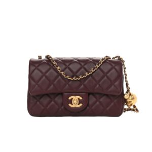 [프리미엄/해외배송]샤넬 클래식 골드볼 미니 플랩 백(버건디/금장/램스킨)